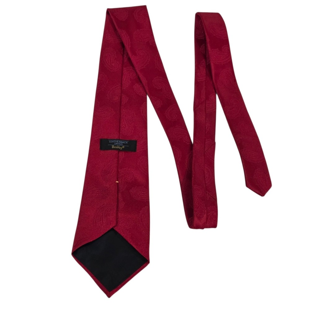 Wembley Paisley Silk Blend Necktie Solid Red Men's Formal Dress Tie Power Office
